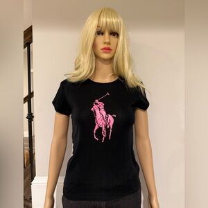 Ralph Lauren vintage Black T-Shirt with pink polo player